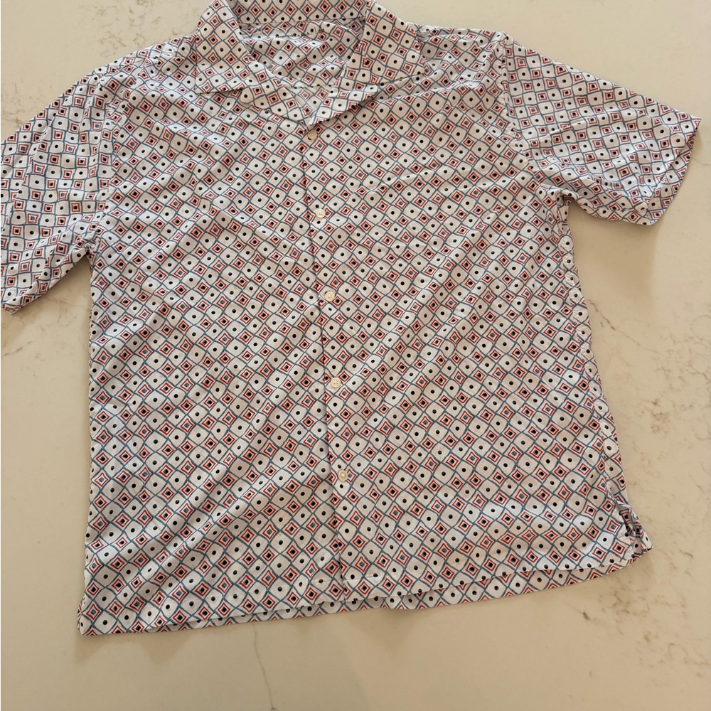 Abercrombie & Fitch Men’s Large Geometric Print Short Sleeve Button Up Shirt